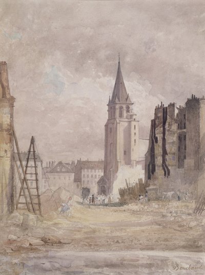 Demolition of Saint-Germain-des-Pres, c. 1867-68 by Prudent Leon Bouchaud